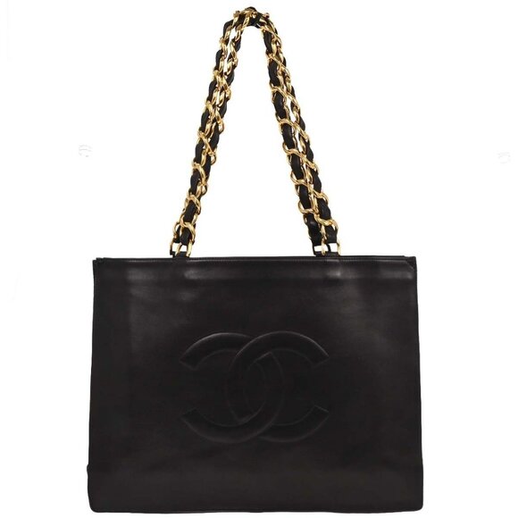 Chanel Black Lambskin Tote Chain Handbag 166574 - Picture 1 of 10
